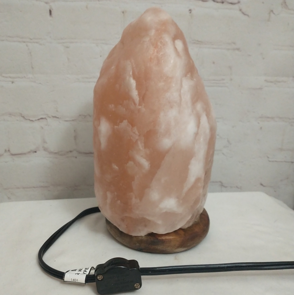 Natural Pink HIMALAYAN salt Lamp on Wood Base 2 Setting Low / High Switch 8.5" - Picture 7 of 11